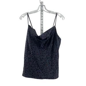 Renee C. Women's Black V Neck Leopard Print Camisole Blouse Size S Preowned